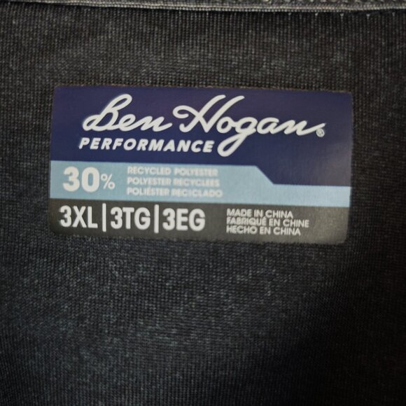 Ben Hogan Men's Golf Shirt 3XL Dark Blue Striped Collar 3 Buttons Short Sleeve - Picture 3 of 5